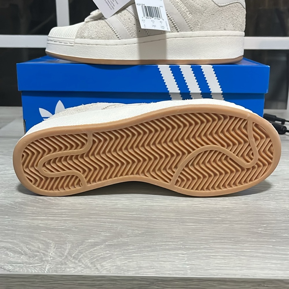 NWT Adidas Originals Superstar XLG Women's Shoes - Beige/Wonder White - IG2124 - Picture 10 of 11